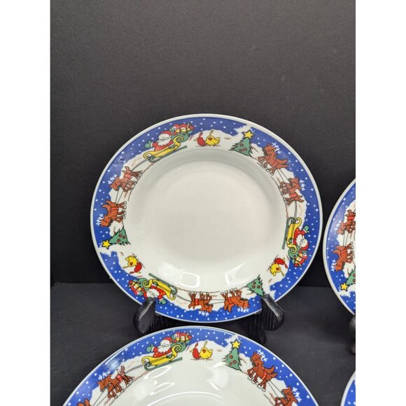 Royal Heritage Collection Christmas Time Pattern Rimmed Soup Bowls Set of 4 - Picture 1 of 11